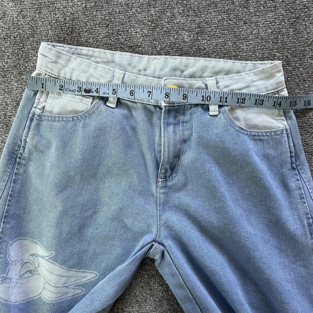 Justice Jeans Girls 16 Blue Barrel Wide Leg Looney Tunes Bugs Bunny Cargo Denim